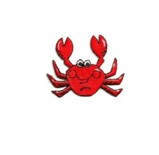 Crab - Beach - Ocean Critters - Red Embroidered Iron On Applique Patch