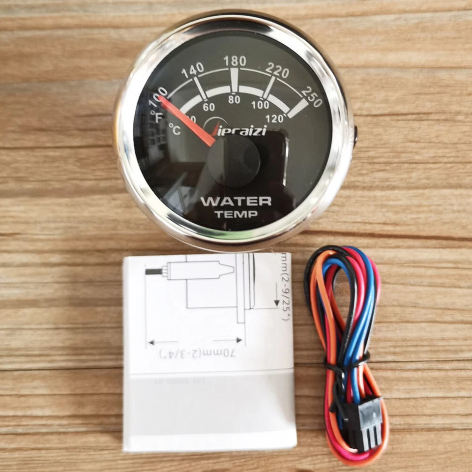 Jiecaizi 52mm Water Temp Gauge 40-120c 100-250f Blue Led Black Temperature Meter - Image 2 of 4