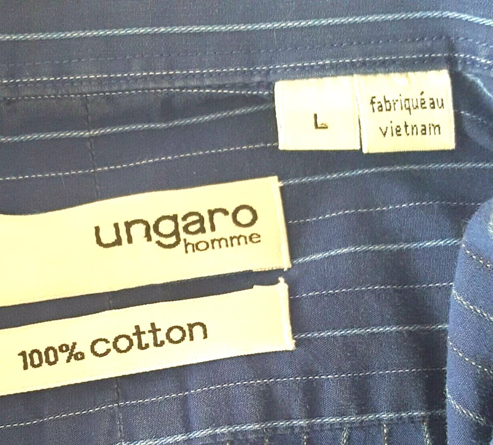 Camisa ajustada Ungaro Homme para hombre talla grande algodón azul con rayas azul claro Foto 2 de 4