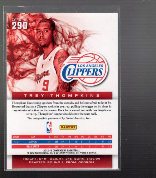 B3648- 2012-13 Panini Contenders #290 Trey Thompkins RC Auto - NM-MT - Image 2 of 2