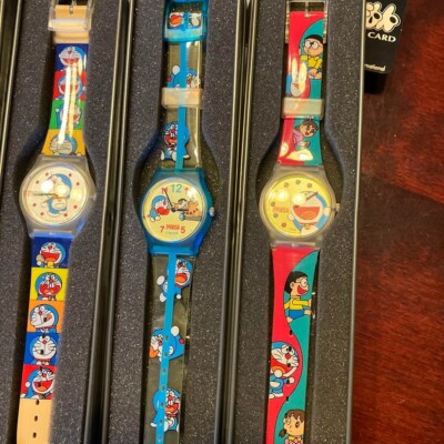 Doraemon Wristwatch Showa Retro Rare Set Of 10 Fujiko Fujio, w/stuffed toy, USED
