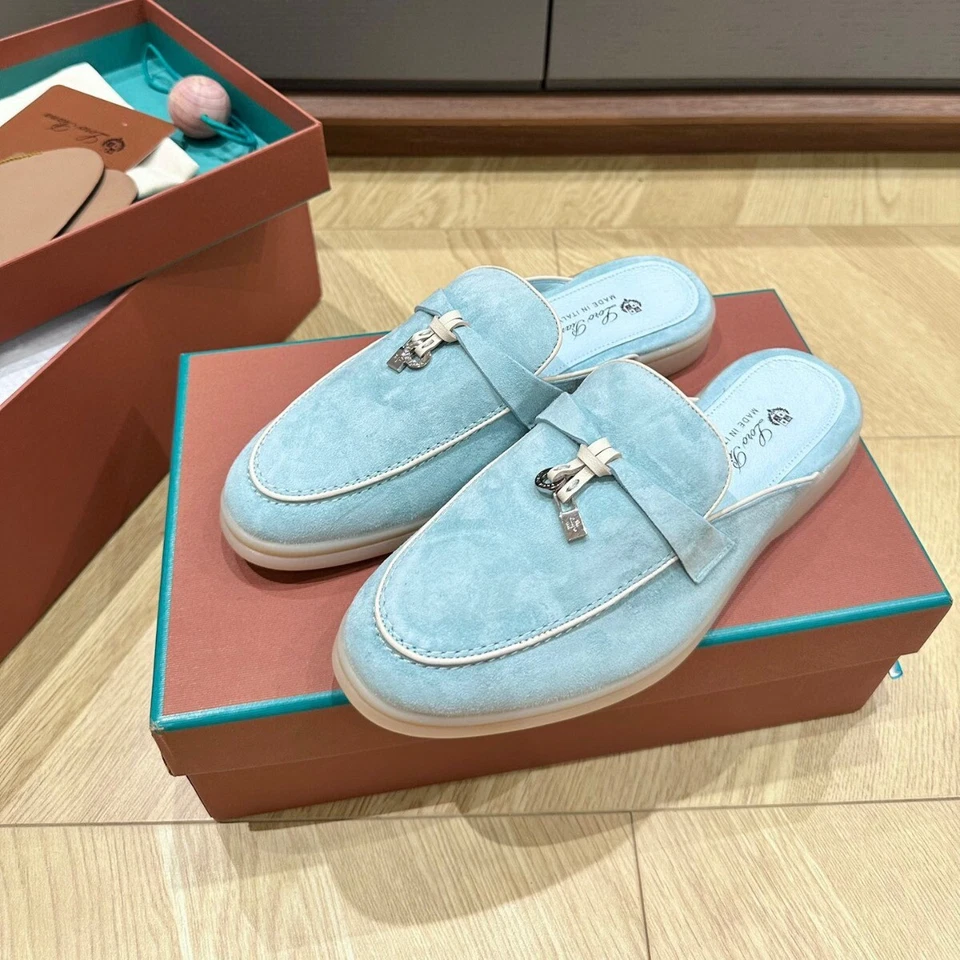 Italian Style Womens Real Suede Leather Slipper Mules Flats British Shoes Ladies - Image 2 of 4