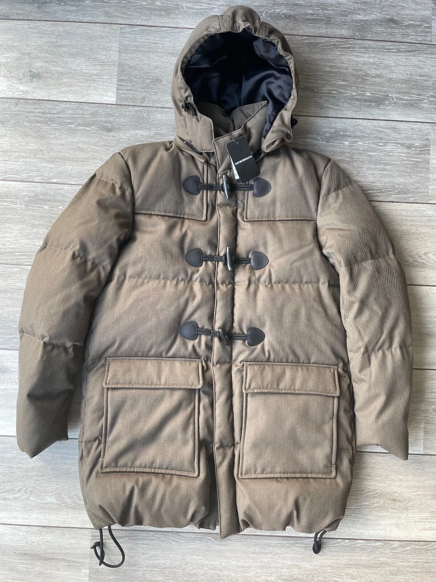EMPORIO ARMANI BROWN DOWN PADDED WOOL JACKET COAT PARKA 6Z1L75 XL 52 NEW
