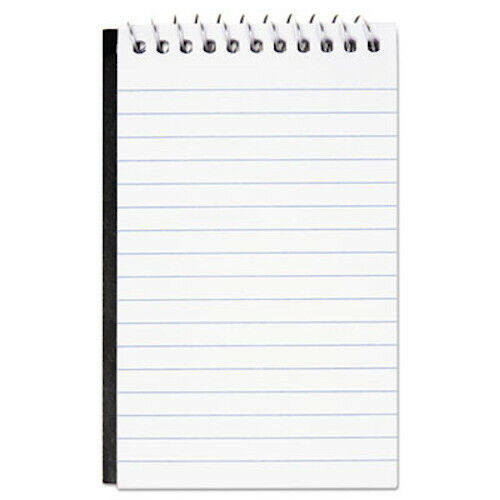 Pad note/libro/memo a spirale 3"" x 5"", confezione da 6, copertina nera, foderata, 50 fogli ciascuno - Foto 2 di 3