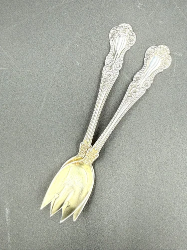 CAMBRIDGE BY GORHAM STERLING SILVER PAIR  ORIGINAL ICE CREAM FORKS NO MONOGRAM