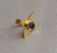 US Size 8 Adjustable Attractive Gold Polished Gemstone Ring-R 1245