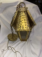 Vintage Atlas Lighting,Underwriters Labs Inc.BrassMetal Brutalist Hanging Lamp