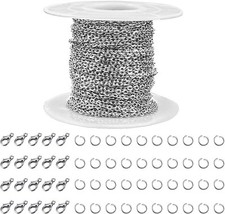 33 Feet Stainless Steel Jewelry Chains for Making - Silver