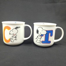 Snoopy Mug Set with C and T Alphabet Design, Collectible, Used