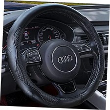 Heavy Duty Pure Cowhide Steering Wheel Cover, Black Genuine Leather black-3