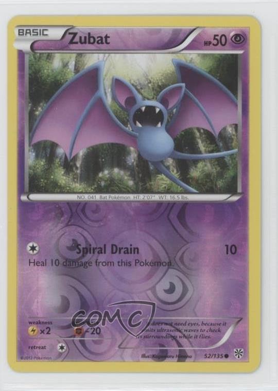 2012 Pokémon Black & White - Plasma Storm Reverse Foil Zubat #52 1t5