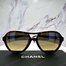 CHANEL 55mm Aviator Polarized Gradient Sunglasses Brown Tortoise 5552U C714/W1