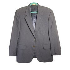 Savile Row Navy Blue 100 Wool Two Gold Button Blazer Jacket Size 42 Short