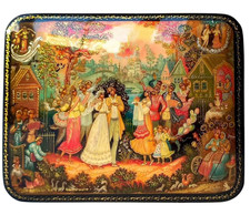 Caja de laca rusa para boda rural Palekh recuerdo joyería baratija