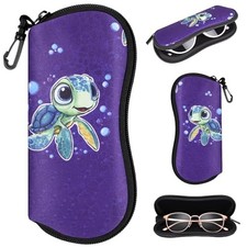 Sunglasses Case with Belt Clip, Ultra Light Neoprene Zipper Soft Padded Turtle