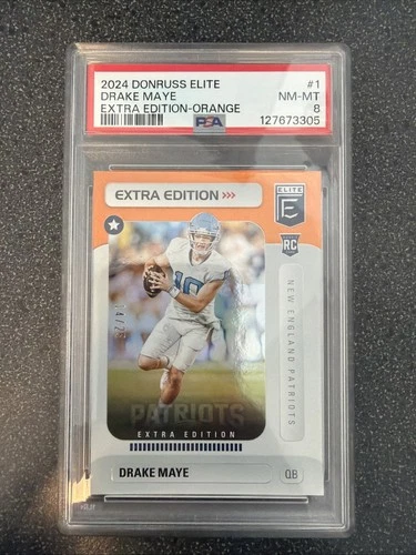 2024 Panini Donruss Elite - Extra Edition Orange Drake Maye /25  RC PSA 8