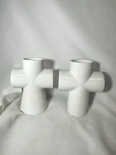 Adam & Eve White Porcelain Candle Holders Gideon Dagan Designs Modern Cross