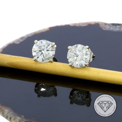Wert 25.300,- Solitär Brillant Ohrstecker 3,10 Carat 585 / 14 Kt Gold T0311 xxyy
