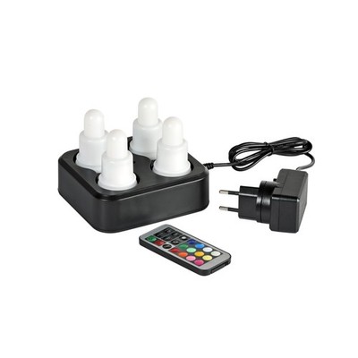 Duni 4er LED-Set Multicolour Wiederaufladbar mit Fernbedienung + Ladestation