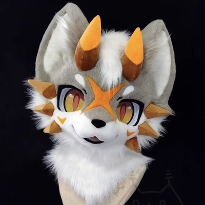 Fursuit Long haired Dog Fox Mascot Party Halloween Fur Cosplay(head)