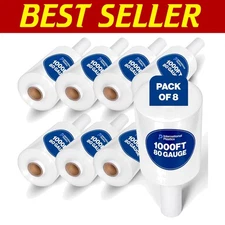 Durable 18" Clear Packing Stretch Film 1200ft - 8 Rolls for Moving & Storage