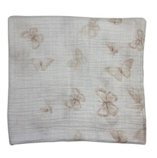 Pottery Barn Kids Cotton Swaddle Blanket Butterflies Blush Beige Monique 47x44