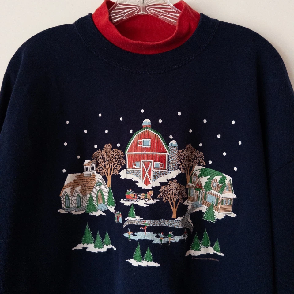 Sudadera Granero Invierno Vintage Unisex XL Navidad Años 90 Nostálgica Nieve Vacaciones Foto 2 de 4