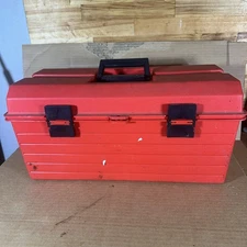 Vintage Contico Tuff Box 19" Inch w/ Tray Utility Tool Box Red Made in USA