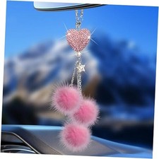 Pink Bling Car Accessories Interior for Women - Girly Crystal Car Pink-ball
