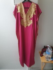 Pink and gold embroidered caftan dress