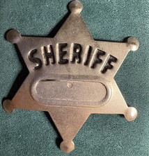 Sheriff Badge Brooch Pin 6 Point Star Western Cowboy Costume Silver Tone E43
