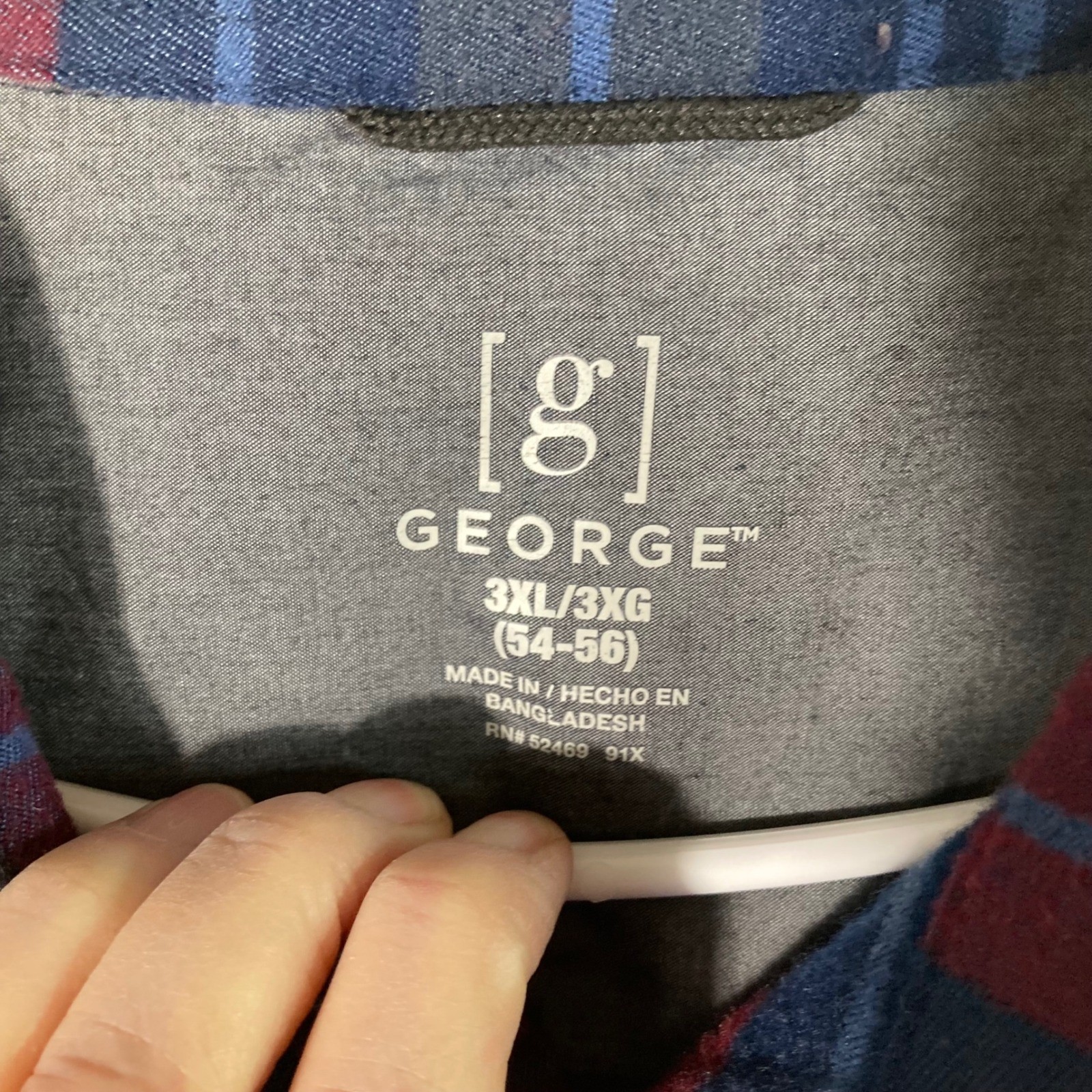 George Blue Stripe Flannel Shirt Long Sleeve Button Up Pocket Men's 3XL image 7
