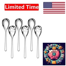 6-Piece Serving Set, Stainless Steel Serving Spoons, 9.4 Inches Large, 3 Tablesp