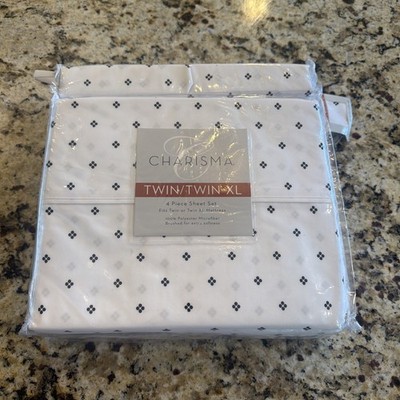 Charisma Microfiber 4 Piece Sheet Set Twin/Twin XL Black Dots 1431825