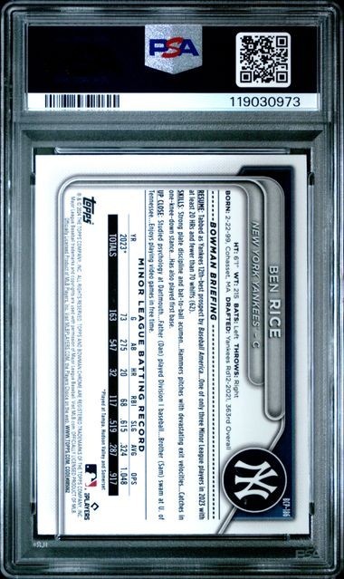 2024 Bowman Chrome Purple Shimmer Ben Rice /250 PSA 10 | eBay