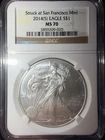 2014 (S) Silver American Eagle MS-70 NGC Struck at San Francisco Mint