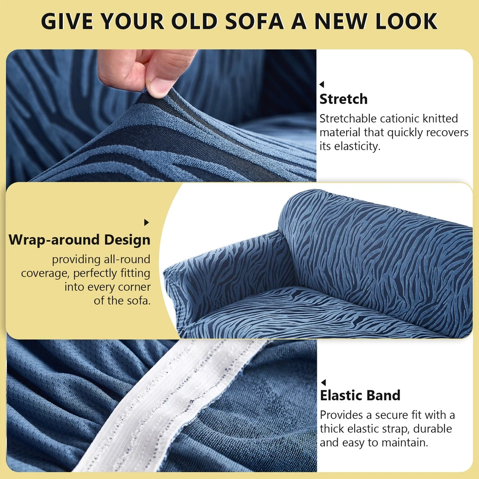 Funda de sofá de jacquard elástica con falda de 1/2/3/4 plazas elegante funda para sofá Foto 4 de 4