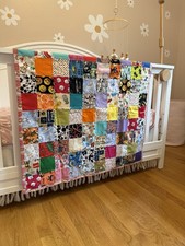 New Amish Crib Quilt 36x36  Whimsical Knotted Patchwork Handmade in Lancaster PA