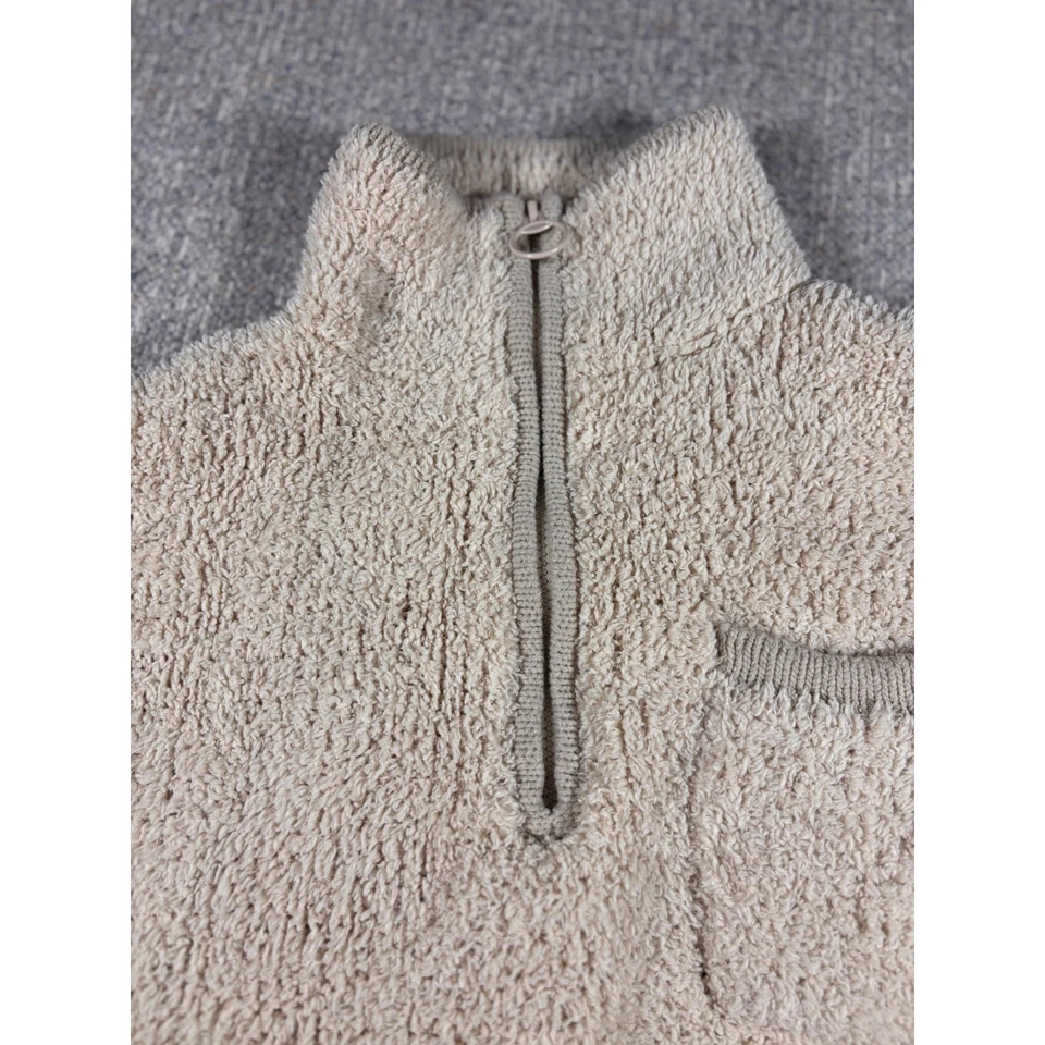 Suéter pulôver Aerie Sherpa lã pelúcia 1/4 zíper creme tamanho P - Imagem 2 de 4