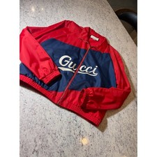Gucci Red and Navy Logo Zip Track Jacket