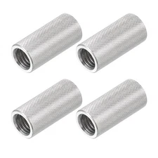 M12 4 Pack 304 Stainless Steel Round Knurled Connector Nuts,0.63"OD x 1.38"H