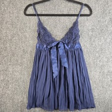 Victoria  s Secret Blue Boudoir Lace Babydoll Lingerie Pleated Coquette Chemise M