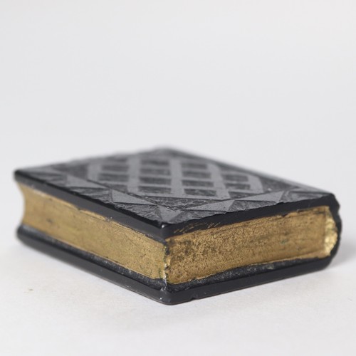 An Antique Irish Bog Oak Holy Bible Pendant, Named Alice P, Dated 1877. - Picture 5 of 9