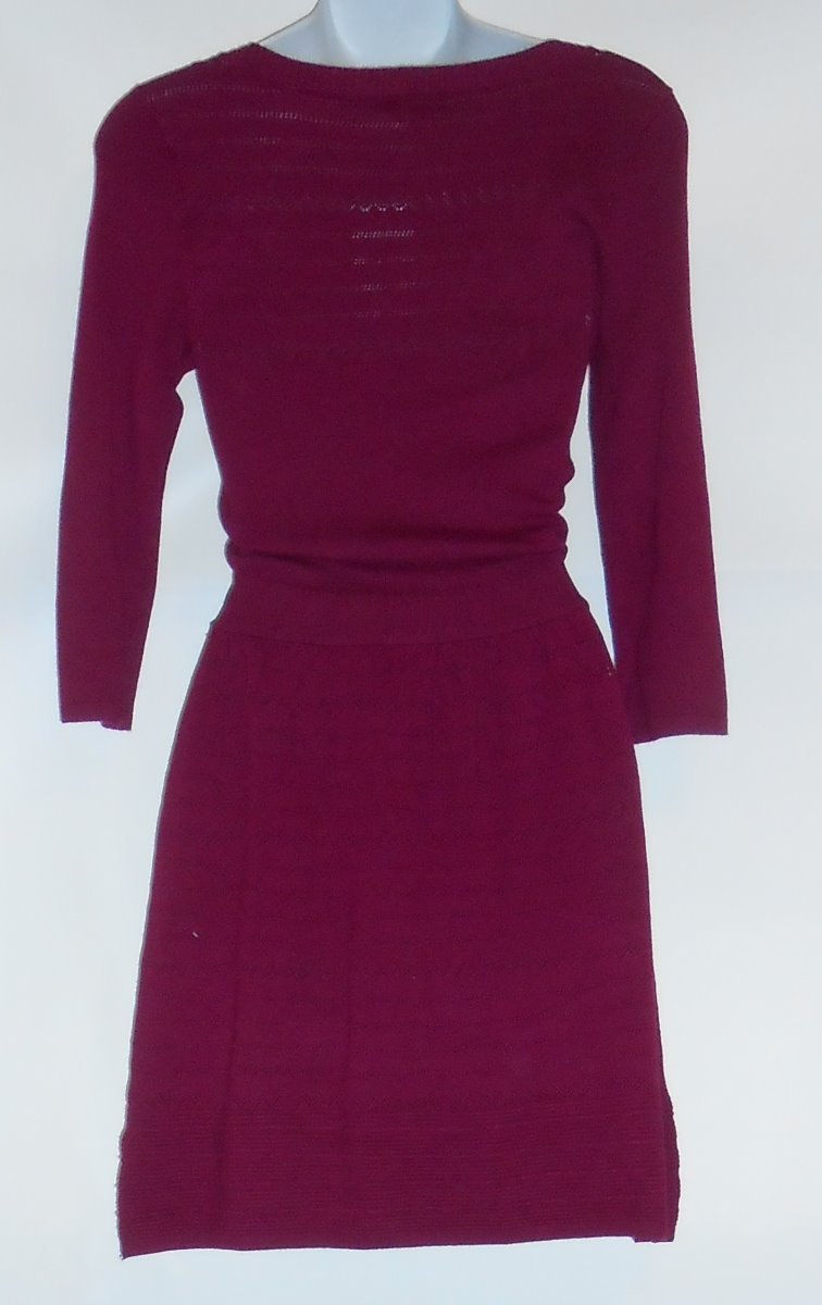 To Sweaters Ladies Fine Knit 3/4 Sleeve Blouson Sweater Dress Red Dahlia S  NWT | eBay