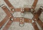 Men's RANDOM ONE Brown Leather Chest Body Adjustable Harness  Clubwear Sexy — photo 7