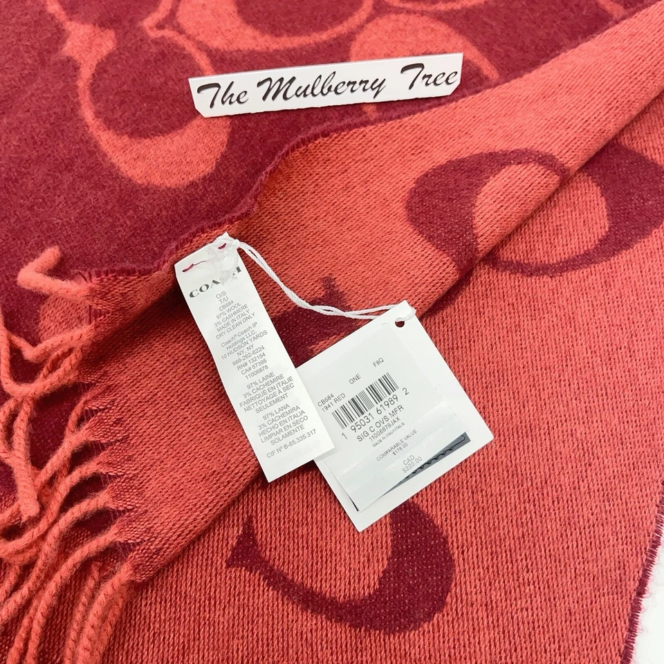 Coach CB684 Signature Oversized Muffler 1941 Red Chinese Lunar New Year NWT $178 - Image 2 of 4