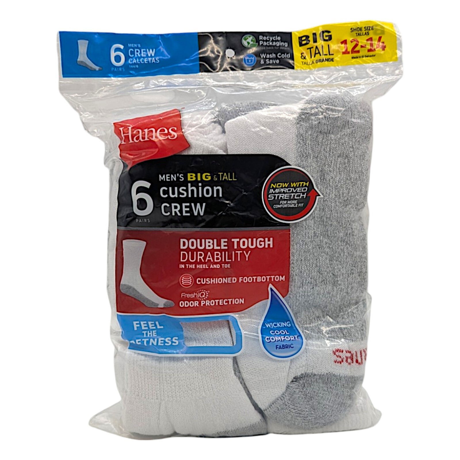 Men's Cushioned Crew Socks - White Large Size Comfort Socks For Daily Wear