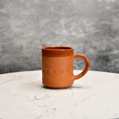 Premium Terracotta Coffee Mug Figurine   1 Pc, 8cm, Brown, Decor & Gift Item