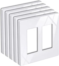 BESTTEN 5 Pack Screwless Decorator Wall Plate, 2 Gang Decorative Outlet Cover, U