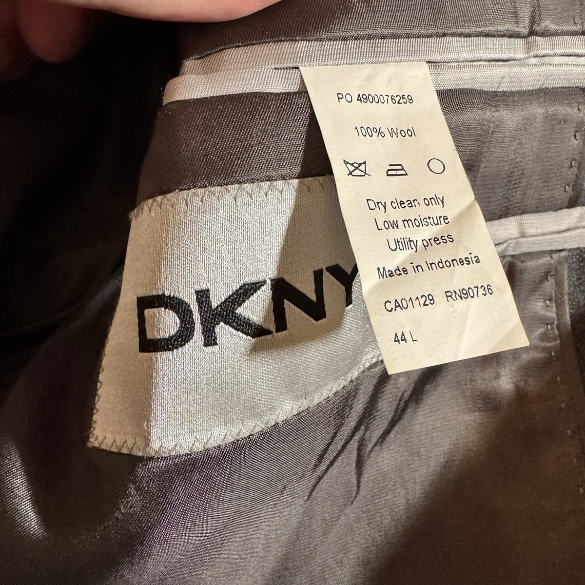 DKNY スーツ DKNY Mens Gray STRETCH Flat Front 2 Pc Suit 44L Jacket 36W